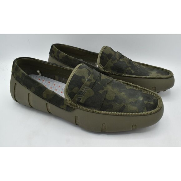 SWIMS‎ Mens Size 9 Luxe Driver Hickory Green Camo Camouflage Loafers Shoes